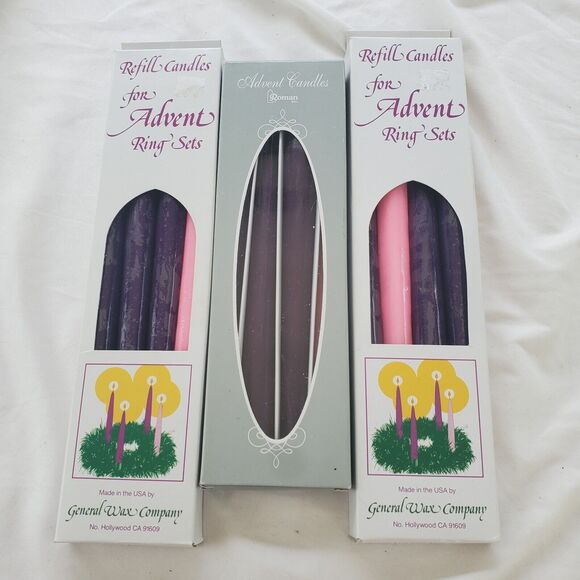 Roman Christmas Advent Candles General Wax Company USA 3 Sets 12 Candles Total - Picture 1 of 11